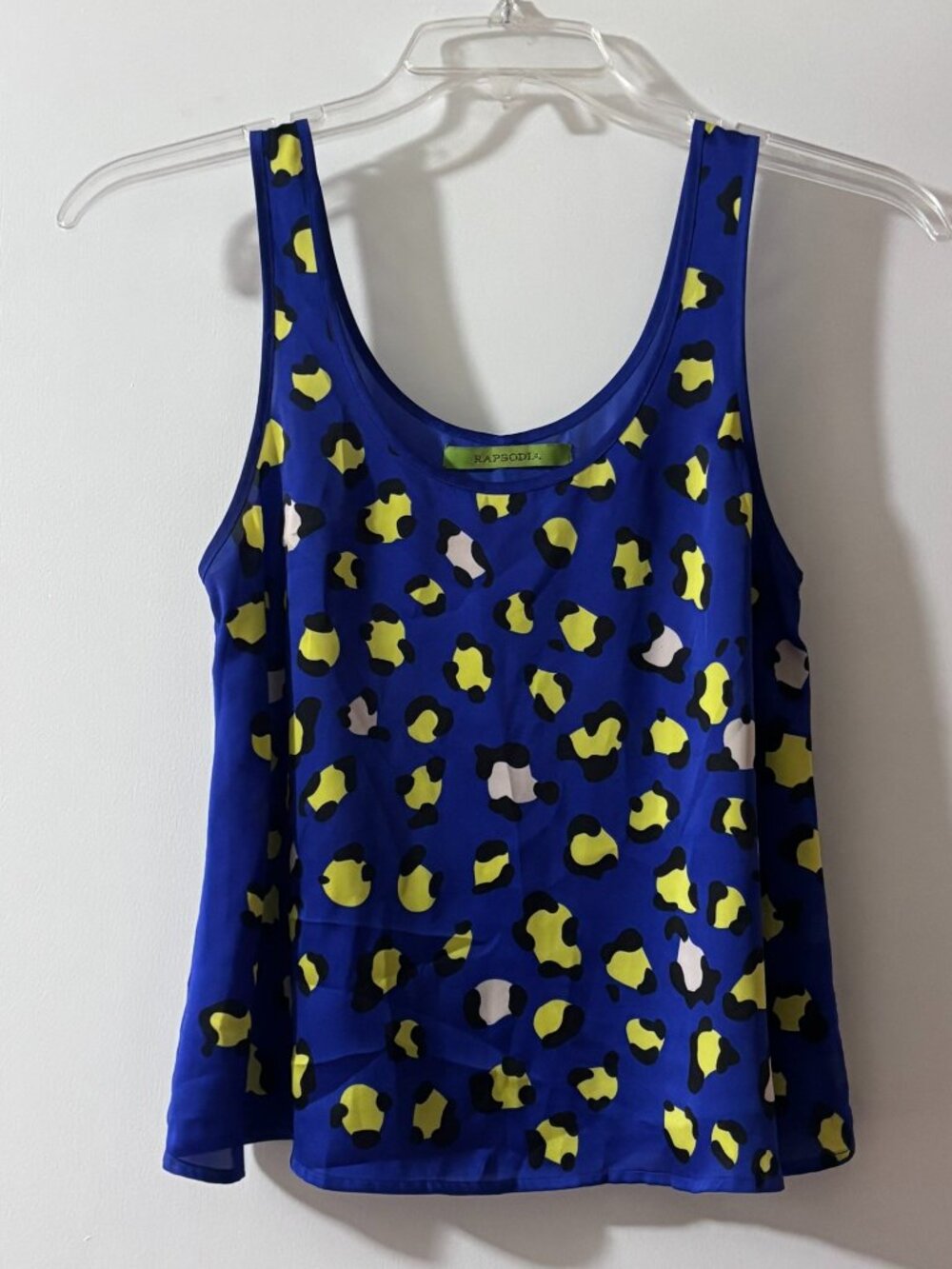 Rapsodia Royal Blue Neon Yellow Leopard Spot Tank Top